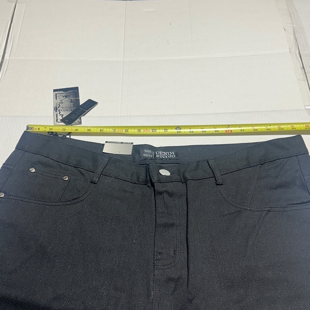 NWT Denim Studio dressy slim fit black pants with a slight shimmer 46/32 pockets - Picture 5 of 12
